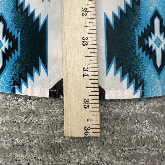 Rock & Roll Cowboy Shirt Mens XL Blue Black White Aztec Pearl Snap Western Retro - Picture 12 of 12